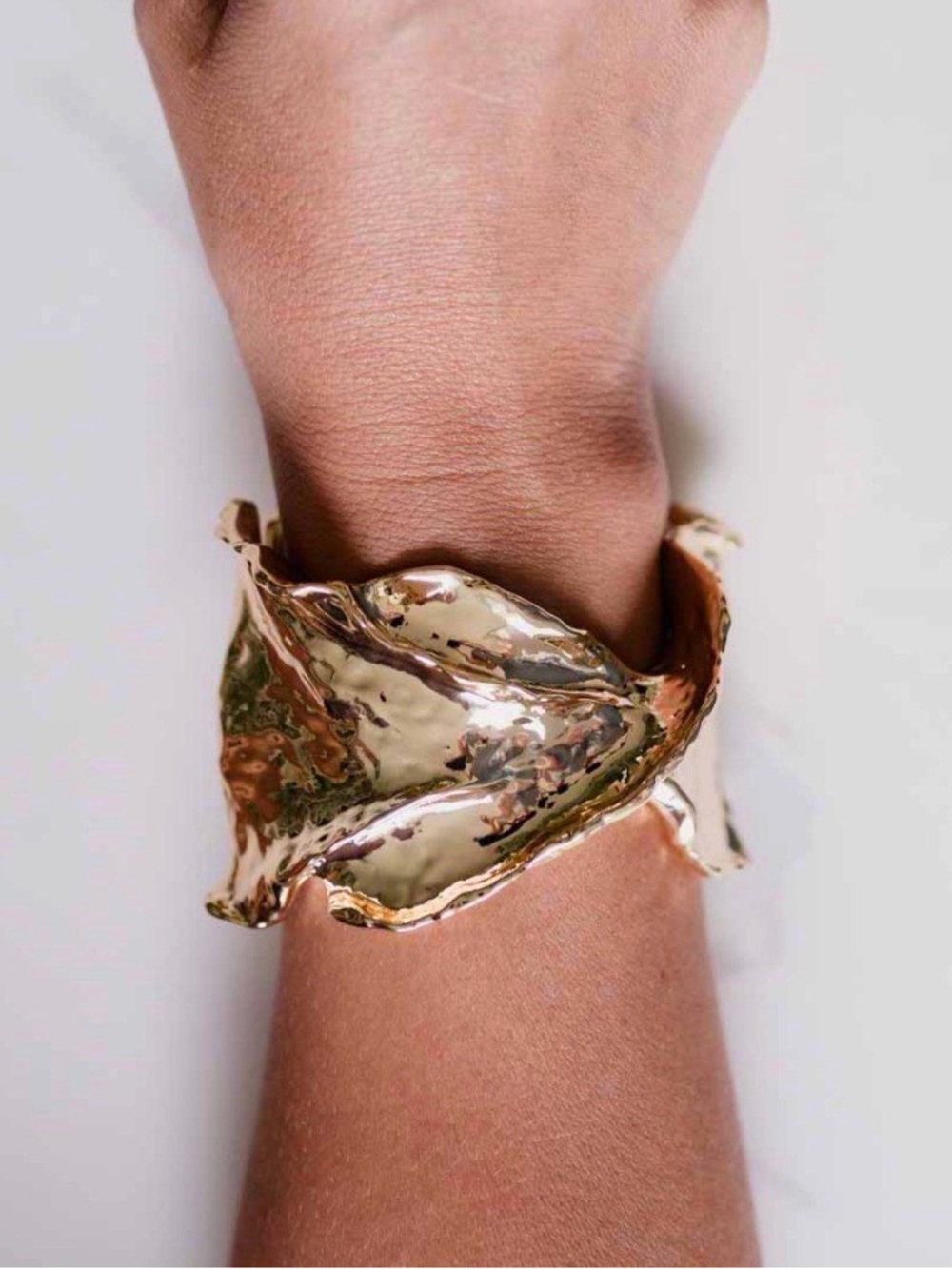 ZARA Metallic Gold Leaf Cuff Bracelet